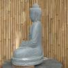  Product image 4 of the product “Seated Buddha made of Riverstone in Bhumisparsha - gesture of touching the earth, approx. 102cm height, natural ”